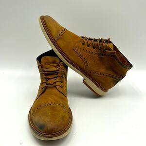 FRYE JOEL BROGUE CHUKKA BOOT MENS SIZE 12 ANKLE NUTMEG TAN BROWN LEATHER BOOT